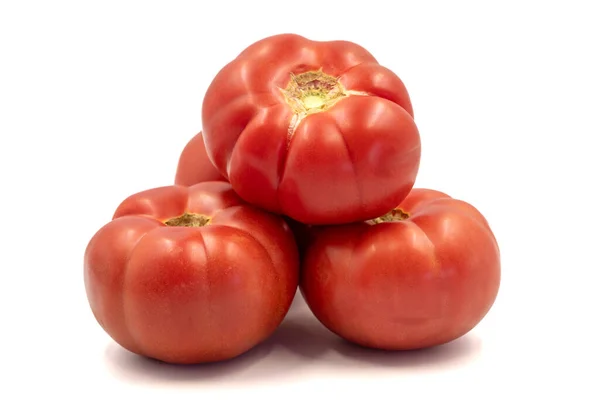 Ripe Tomatoes Fresh Raw Red Tomatoes Isolated White Background Organic — Φωτογραφία Αρχείου