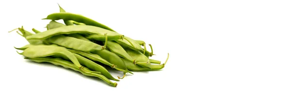 Ripe Green Beans Fresh Raw Green Beans Isolated White Background — Foto Stock