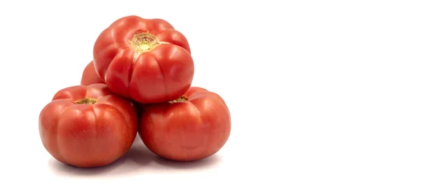 Ripe Tomatoes Fresh Raw Red Tomatoes Isolated White Background Organic — 图库照片