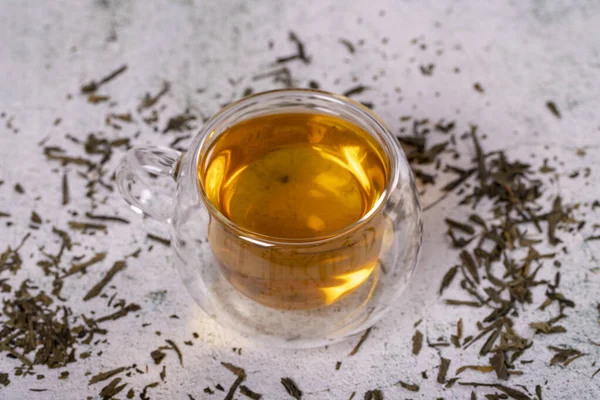 Green Tea Green Tea Stone Background Healthy Drinks Herbal Tea — Stockfoto