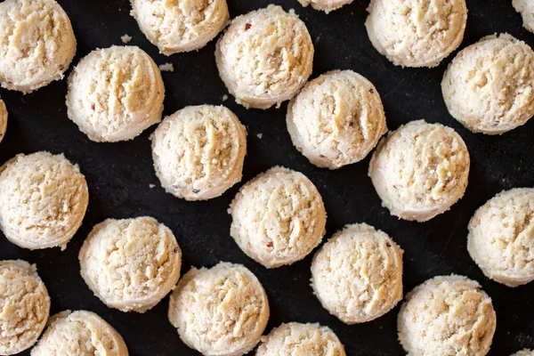 Sweet Cookies Freshly Baked Cookies Tray Close — Foto Stock