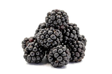 Black mulberry isolated on white background. Fresh and juicy black mulberry. Organic food. close up