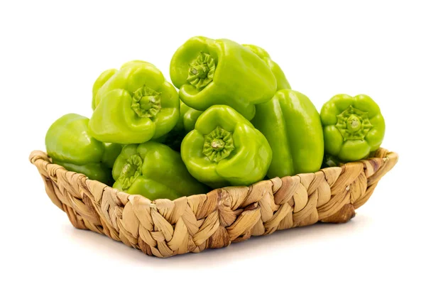 Bell Pepper Isolated White Background Fresh Bell Pepper Basket Organic — Stock Fotó