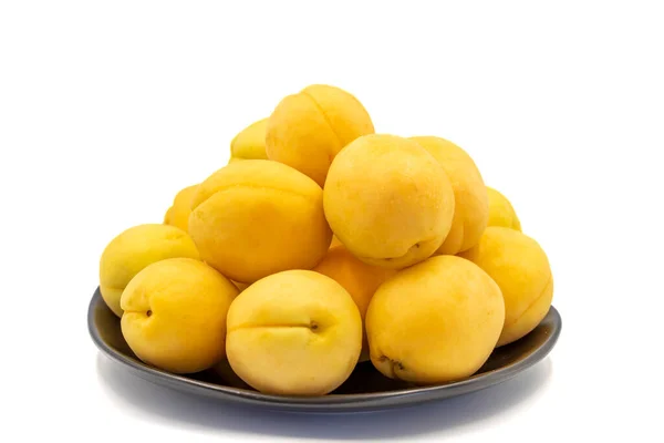 Ripe Apricot Isolated White Background Fresh Juicy Apricots Plate Organic —  Fotos de Stock