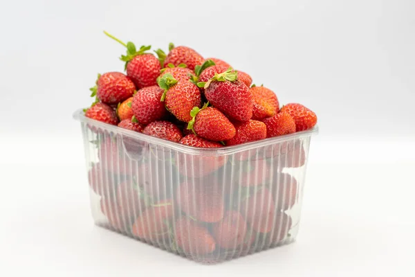 Ripe Strawberry Isolated White Background Packed Fresh Strawberries Organic Food — Stok fotoğraf