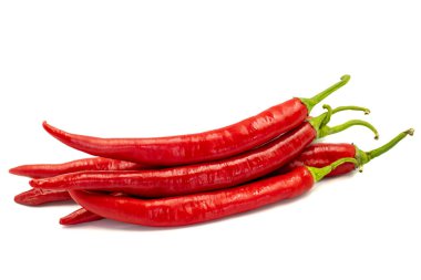 Sweet red peppers. Paprika isolated on white background. Vegetable, healthy vegan food. close up