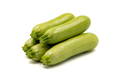 Organic zucchini. Fresh pumpkin isolated on white background. Vegetable, healthy vegan food. close up