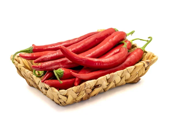 Sweet Red Peppers Paprika Basket Isolated White Background Vegetable Healthy — Fotografia de Stock