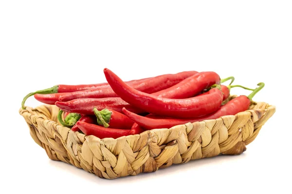 Sweet Red Peppers Paprika Basket Isolated White Background Vegetable Healthy — Fotografia de Stock