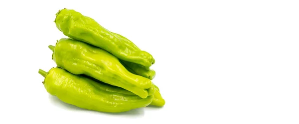 Sweet Green Peppers Green Pepper Isolated White Background Vegetable Healthy — Stok fotoğraf