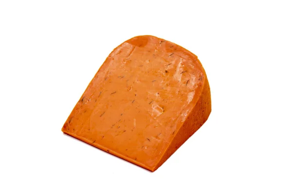 Red Gouda Cheese Guoda Cheese Sun Dried Tomatoes Basil Isolated — Fotografia de Stock
