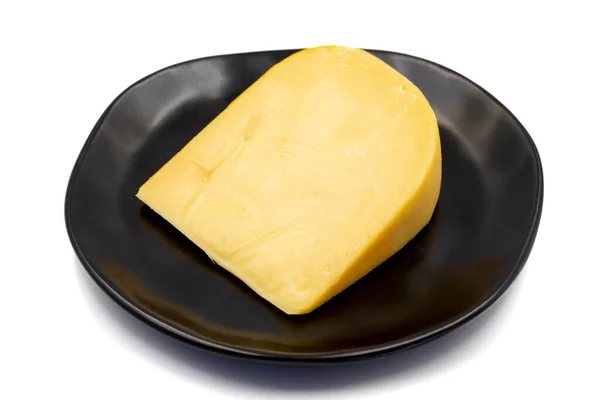 Yellow Gouda Cheese Hard Dutch Gouda Cheese Isolated White Background — Fotografia de Stock