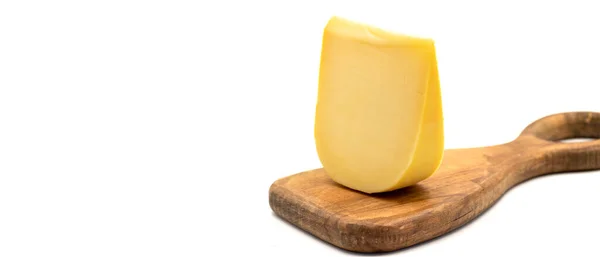 Yellow Gouda Cheese Hard Dutch Gouda Cheese Isolated White Background — Foto Stock