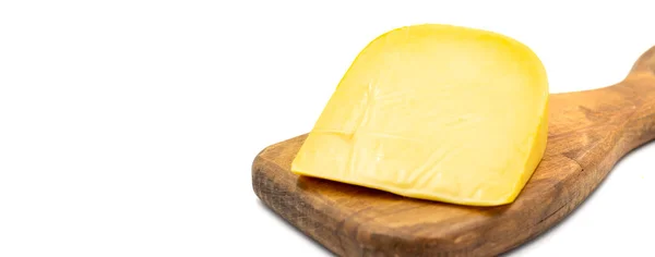 Yellow Gouda Cheese Hard Dutch Gouda Cheese Isolated White Background — Stockfoto