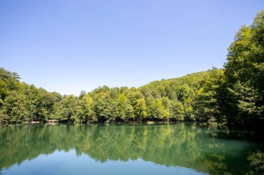 Lake hidden in the forest. Turkey Bolu Yedigoller. Outdoors lake view