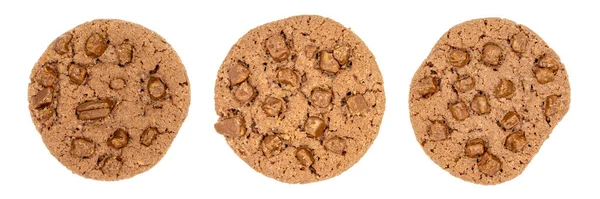 Biscotto Con Gocce Cioccolato Isolato Sfondo Bianco Sfondo Biscotto Vicino — Foto Stock