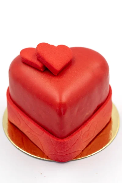 Heart Cake Isolated White Background Special Design Valentine Cake Close — Stock Photo, Image