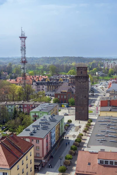 Panoramic Aerial View City Nysa Poland Buildings Old Town Including — 스톡 사진