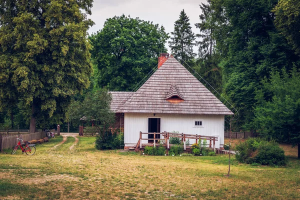 Charming Country Cottage Shingle Roof Porch Small Garden Zwierzyniec Poland — Stock Photo, Image