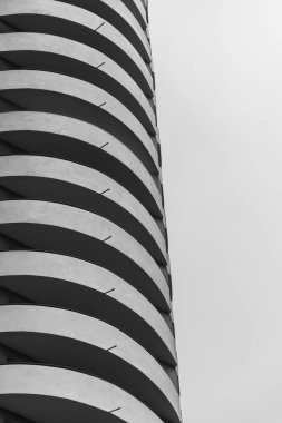 Balconies. Concrete balustrades for balconies in a residential building	