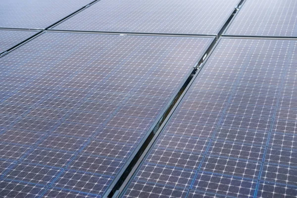 Detail of solar panels. Renewable sources of electricity. Photovoltaic cells close up