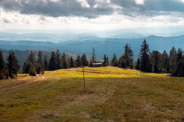 Lovely View Mountain Valleys View Slovakia Rysianka Mountain Chalet Beskid — Stock Photo, Image