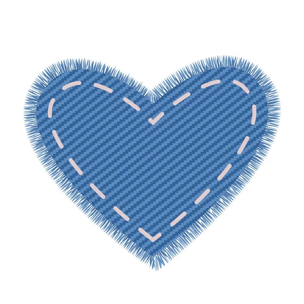 Açık Mavi Kot Kalp Şeklinde Kumaş Için Hafif Tasarım Etiket — Stok Vektör