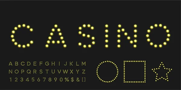 Brillant Alphabet Marquise Avec Des Nombres Lumière Chaude Lettres Lumineuses — Image vectorielle