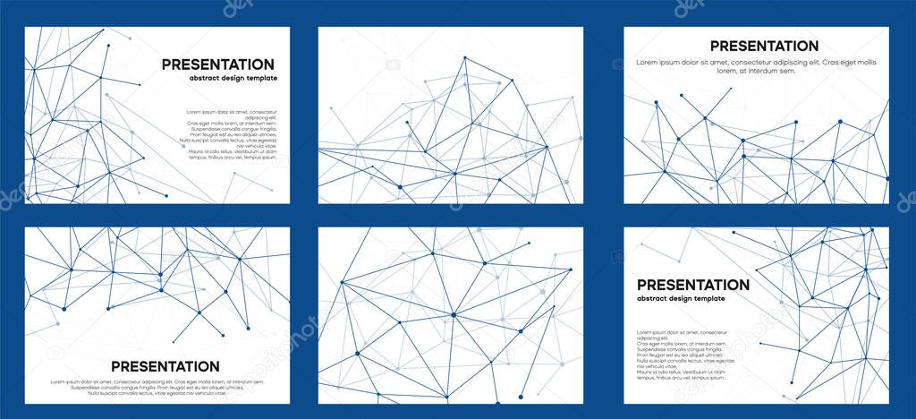 White and blue minimal ppt background. Plexus line design for brochure or digital brand book