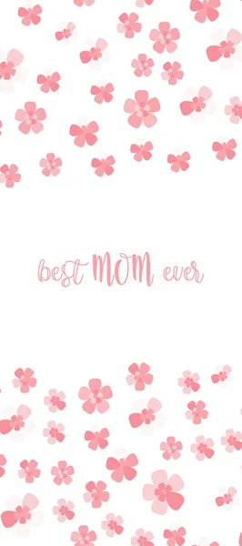 Meilleure affiche verticale de MOM. Lettrage vectoriel simple avec citation et fond motif sakura rose — Image vectorielle