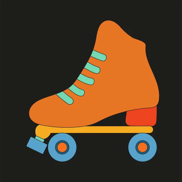 Oranje Groovy Rolschaats Met Blauwe Elementen Single Retro Kaart Voor — Stockvector