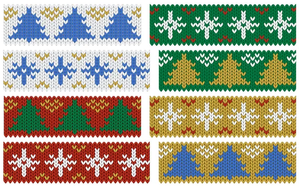 Set Seamless Christmas Border Print Cardmaking Red Gold Pattern Ornament — Stock vektor