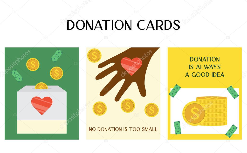 Donation is always a good idea. Charity card for care about poor. Template for social media.