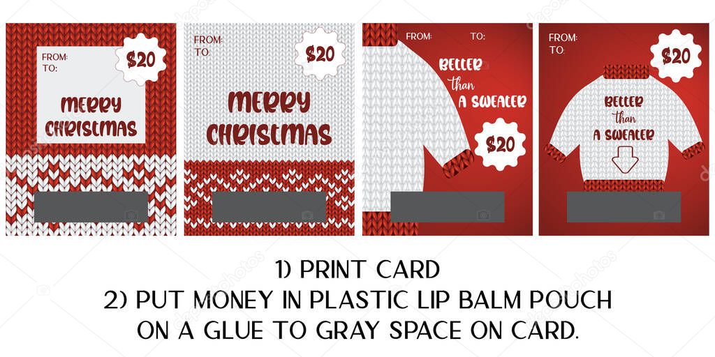 Christmas money card greeting. Better than a sweater lettering set of posters.