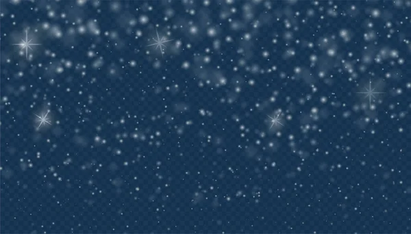 神奇的圣诞雪花覆盖背景 现实的降雪为新年贺卡 有暴风雪和雪花的透明模式 — 图库矢量图片