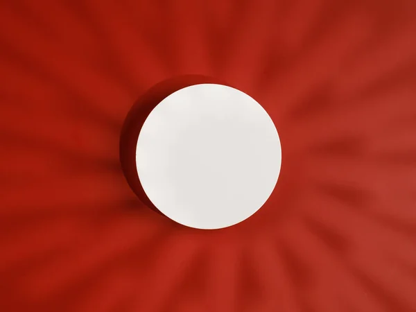 Top View White Podium Pedestal Red Background Shadows — Stock Photo, Image