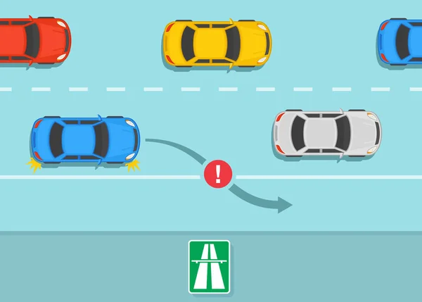 Tilos Jármű Megállítása Vagy Leparkolása Autópályán Közlekedési Szabályok Autópályán Gyorsforgalmi — Stock Vector