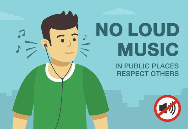 Ouvir Música Alta Lugares Públicos Sem Música Alta Locais Públicos —  Vetores de Stock