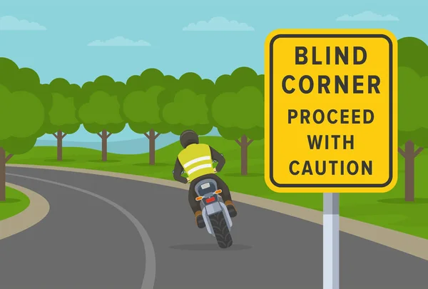 Sicherheit Motorrad Fahrregeln Kurvenfahrt Oder Wendemanöver Sackgasse Warnendes Verkehrs Oder — Stockvektor