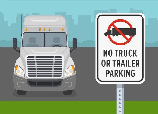 Règles Stationnement Extérieur Vue Rapprochée Panneau Truck Trailer Parking Camion — Image vectorielle