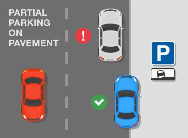 Regole Parcheggio All Aperto Vista Dall Alto Una Corretta Scorretta — Vettoriale Stock
