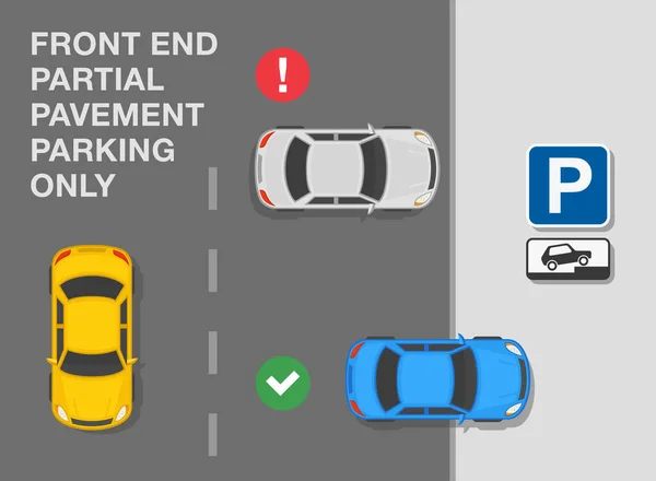 Venkovní Parkovací Pravidla Horní Pohled Správné Nesprávné Zaparkované Automobily Městském — Stockový vektor