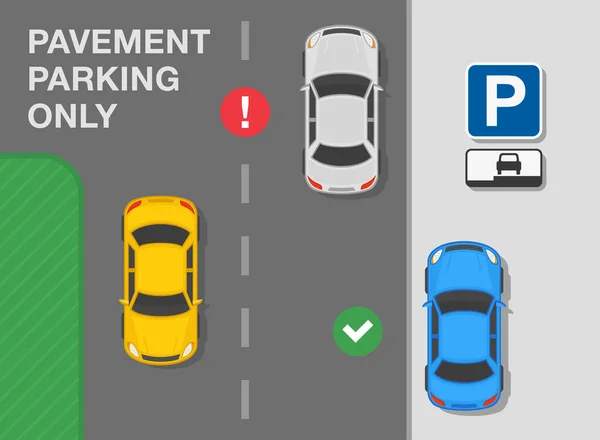 Szabadtéri Parkolási Szabályok Top Kilátás Helyes Helytelen Parkoló Autók Egy — Stock Vector