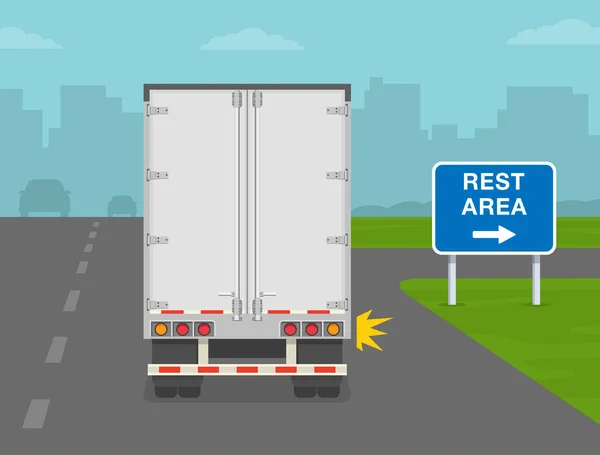 Camion Tourner Droite Sur Autoroute Véhicule Lourd Circulant Sur Autoroutes — Image vectorielle