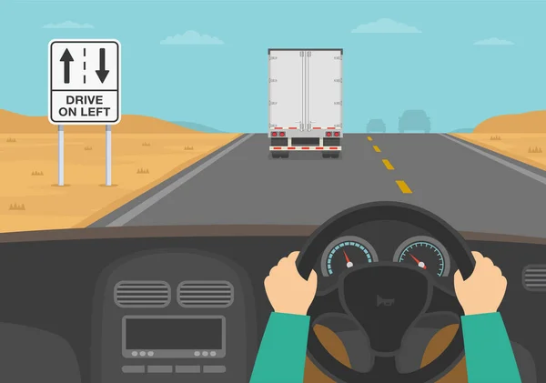 Tangan Mengemudi Mobil Jalan Raya Makanan Penutup Drive Kiri Peringatan - Stok Vektor