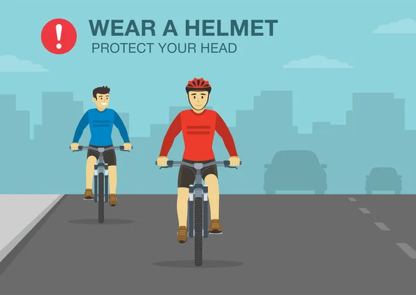 Safety Bicycle Driving Rule Wear Your Helmet Protect Your Head — Stock Vector