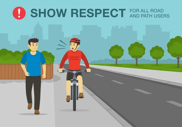 Consejos Bicicleta Seguridad Regla Conducción Mostrar Respeto Por Todos Los — Vector de stock