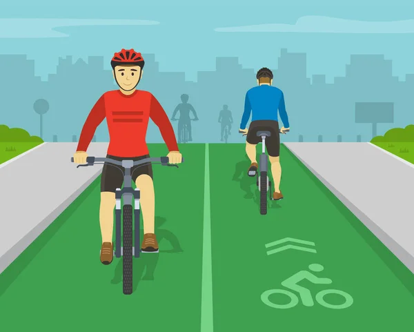 자전거를 사람들의 앞머리와 뒷모습 자전거 표지판 자전거타는 일러스트 템플릿 — 스톡 벡터