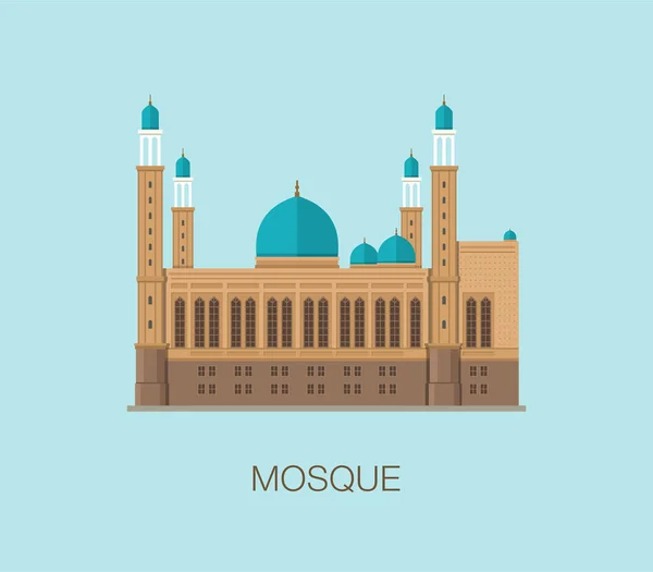 Elszigetelt Iszlám Mecset Épület Oskemenben Kazahsztán Közép Ázsia Lapos Vektor — Stock Vector