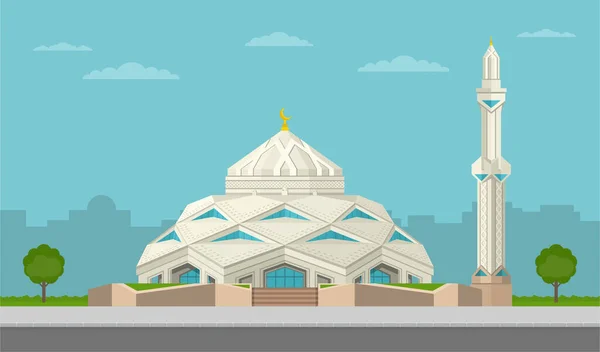 Современное Элегантное Здание Исламской Мечети Астане Казахстан Центральная Азия Плоский — стоковый вектор